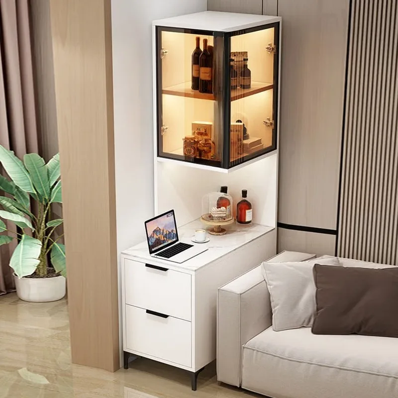 

Light luxury solid wood sofa side table slate corner sofa table