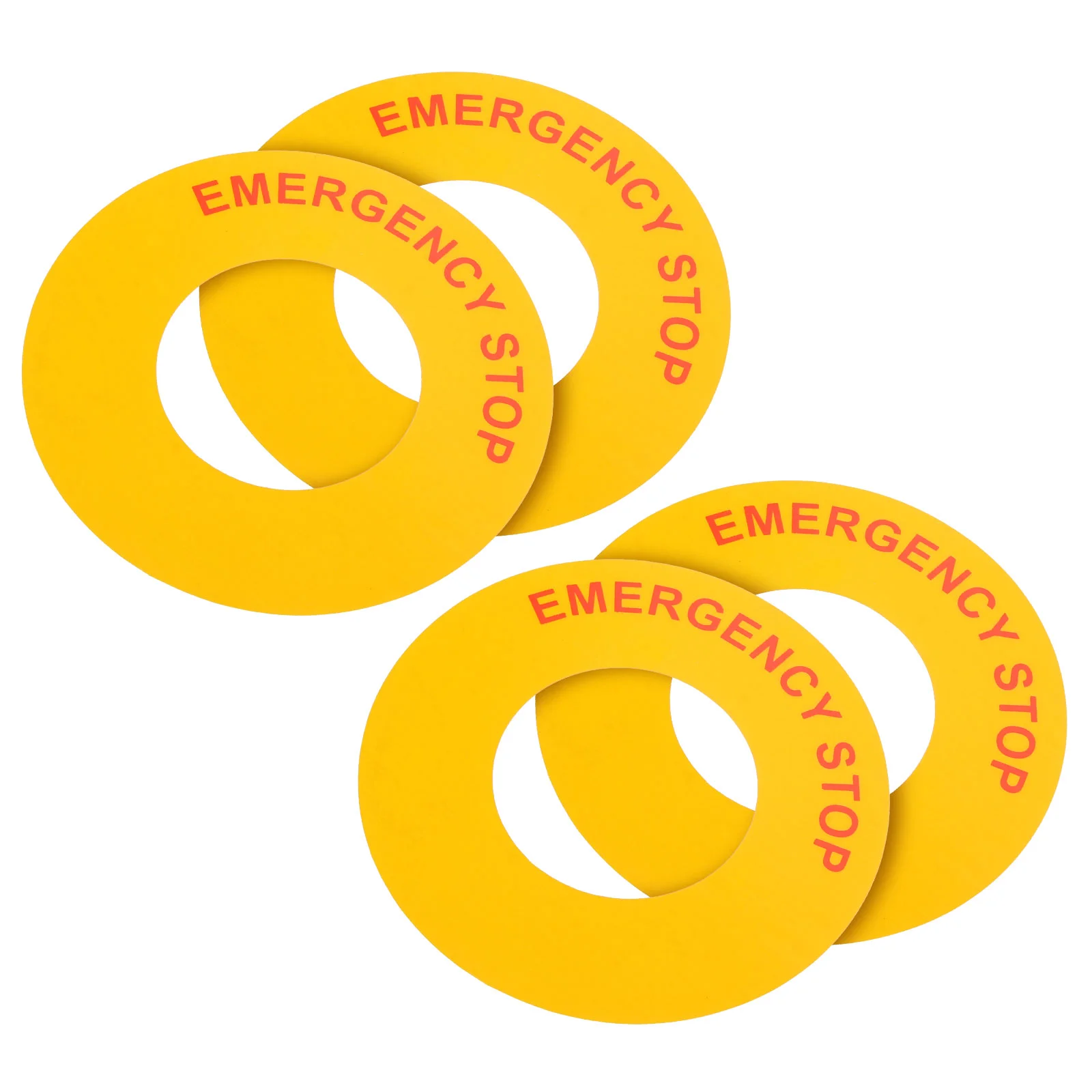 4 Pcs Industrial Equipment Label Emergency Stop Sign Machinery Stickers Yellow Decals Caution