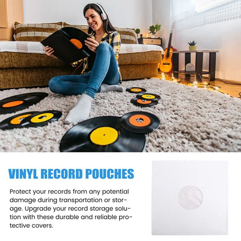 100Pcs 12Inch Anti-Static Vinyl Record Sleeves - CD Player Case Protective With Inner Bag For Vinyl Records