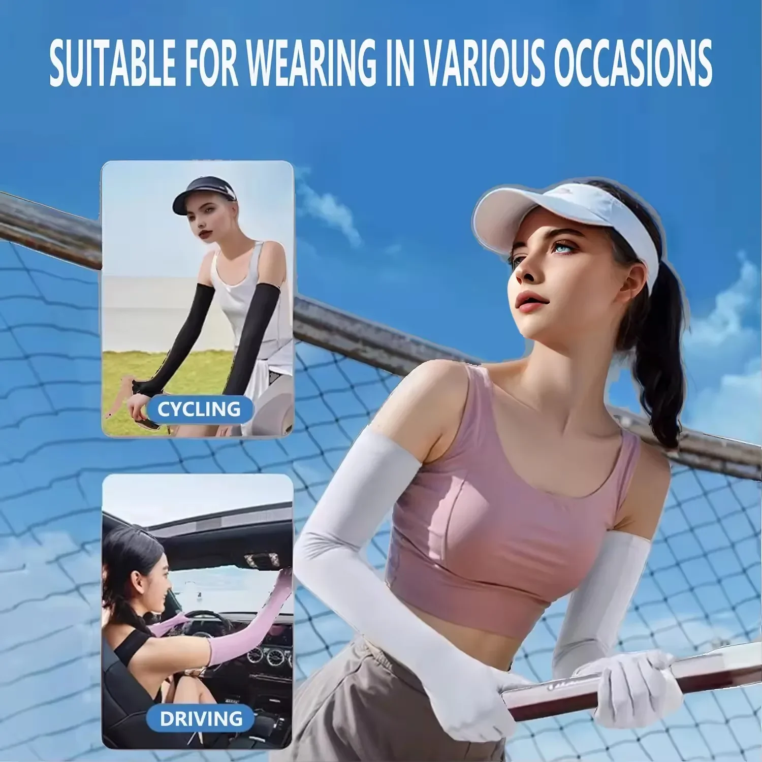 Gants de Protection solaire élastiques à manches longues, résistants aux UV, pour hommes et femmes, idéaux pour le cyclisme à fermeture de traction, été
