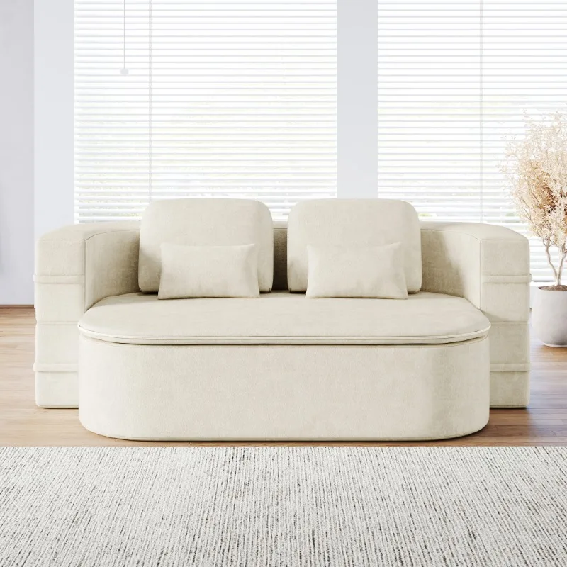 

Sofa Bed Convertible Sleeper Foam Floor Sofa with Multi Functional Blanket for Living Room Bedroom Studio Lounge