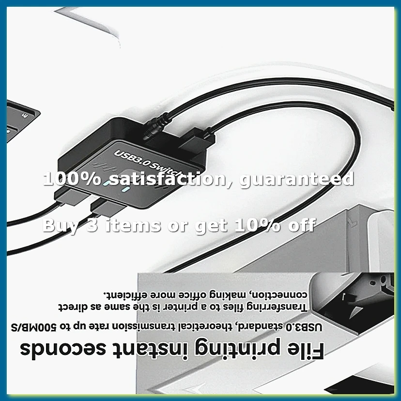 USB 3.0 Printer Sharer Switch 2 in 1 Out 2 Computers Share 1 Printer Udisk Mouse Keyboard Hard Disk External Controller-A82Z