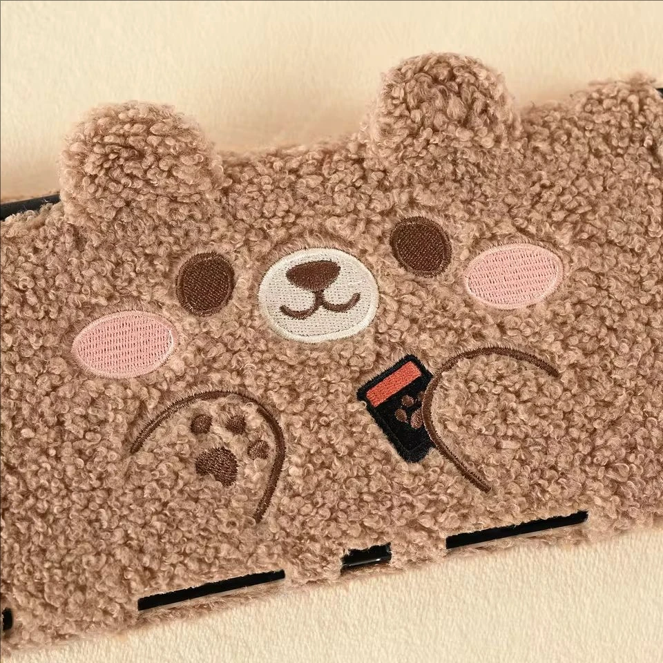 GeekShare Plush Case Compatible with Switch 2 (2025) NS2 Protective Cover for Console and Grip Joy Controller Plush Bear