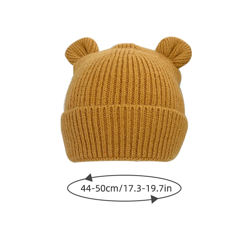 Cartoon Ear Baby Hat Winter Solid Color Warm Knitted Hats for Kids Boy Girl Cute Bear Infant Toddler Beanies Cap Bonnet 모자