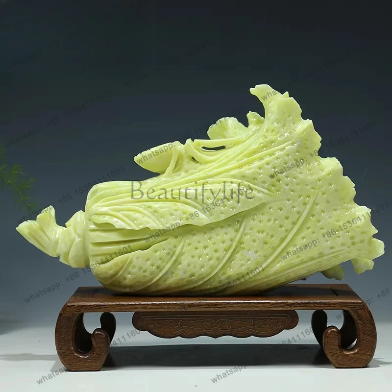 Natural jade cabbage jade carving ornament wine cabinet lucky decoration housewarming new home opening gift