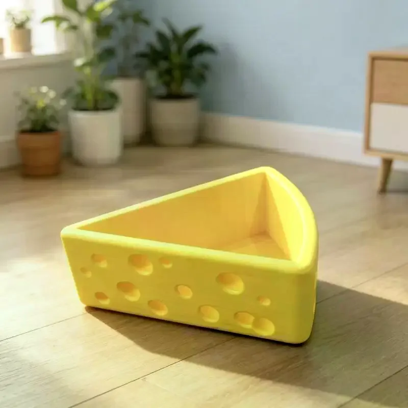 3D Printed Fun Cheese Triangle Storage Box Pen Holder Jewelry Organizer Cute Desk Decor For Home Office Gift