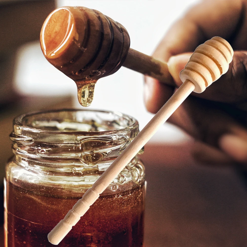 1-5PC Wooden Honey Sticks Small Honey Spoon Sticks Long Handle Honey Spoon Dispense Drizzle Honey Wedding Party Favors for Honey