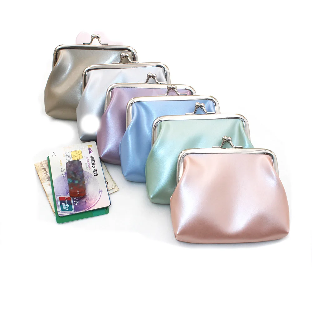 New Women PU Leather Solid Color Wallet Glossy Dopamine Color Short Coin Purse ID Card Holder Key Coin Storage Bag Ladies Clutch