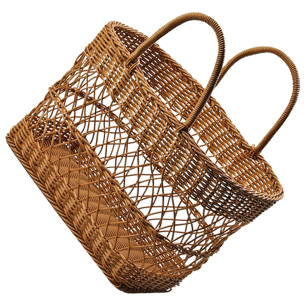 

Rustic Plastic Woven Baskets Wear Resistant Storage Fruit Basket Suitable Wedding Home Decor Picnic Camping Grocery Storage