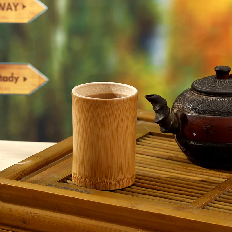 4PCS/Set Japanese Sake Cup Natural Bamboo Teacups Chinese Wooden Water Cup for Tea Wine Coffee Juice Drinking Mug Handmade