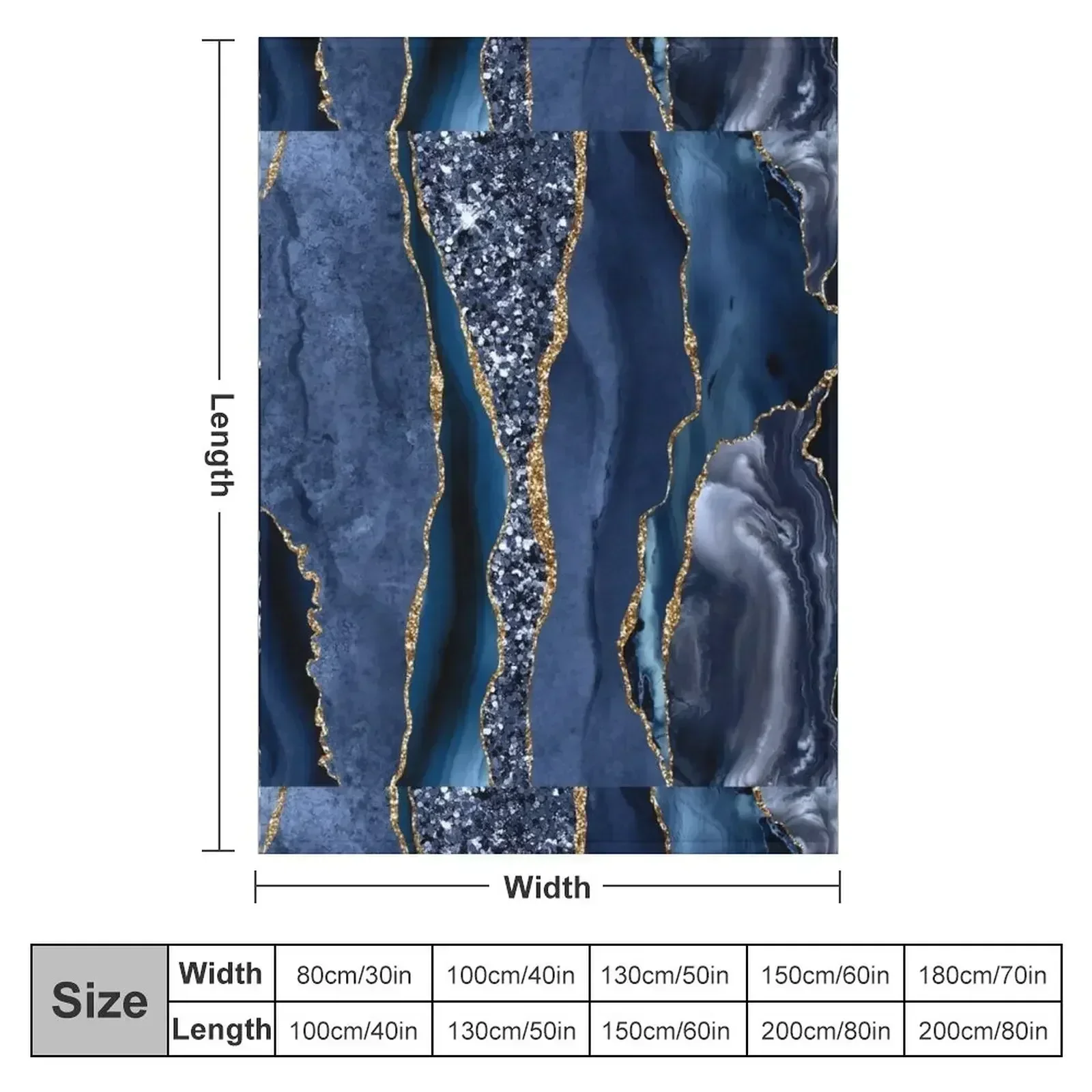 Abstract Blue and Gold Glitter Modern Geode Agate Design Throw Blanket Sofa Throw decorative cosplay anime Stuffeds Blankets
