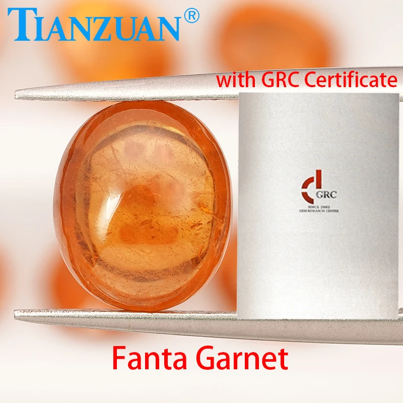 

Spessartine Garnet Vivid Orange Color Natural Garnet Fanta Garnet Oval Shape Cabochon Cut Loose Gem Stone with GRC Certified