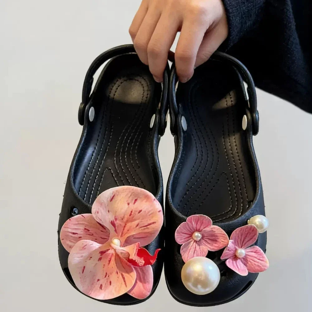 Retro Ballet Shoes Women Shoe Charms Pack Cute Flower Shoe Decorations Handmade Beads Pearl Diamond DIY Accessories
