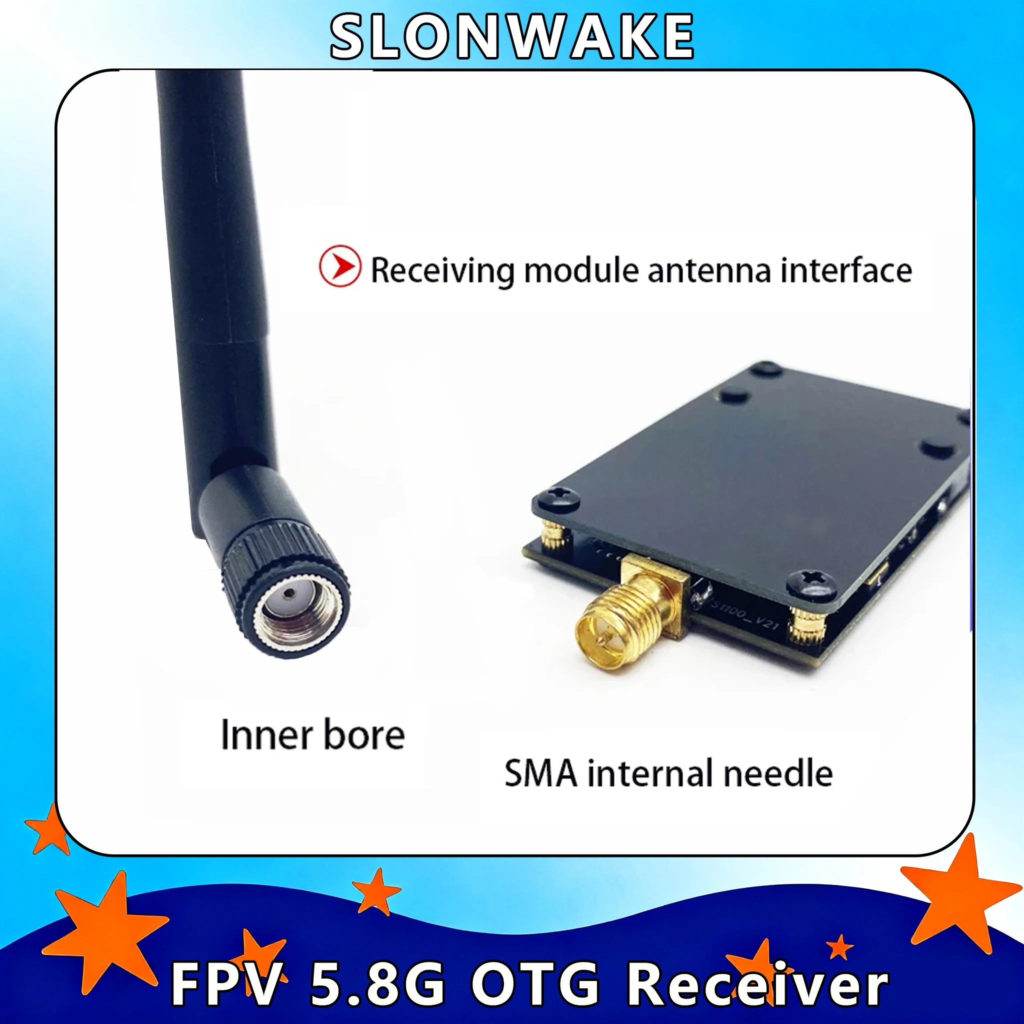 SLONWAKE FPV 56CH 5.8G 720*480 UVC Receiver OTG VR Android Phone Tablet Smartphone for AV Monitor Receiver Analog signal