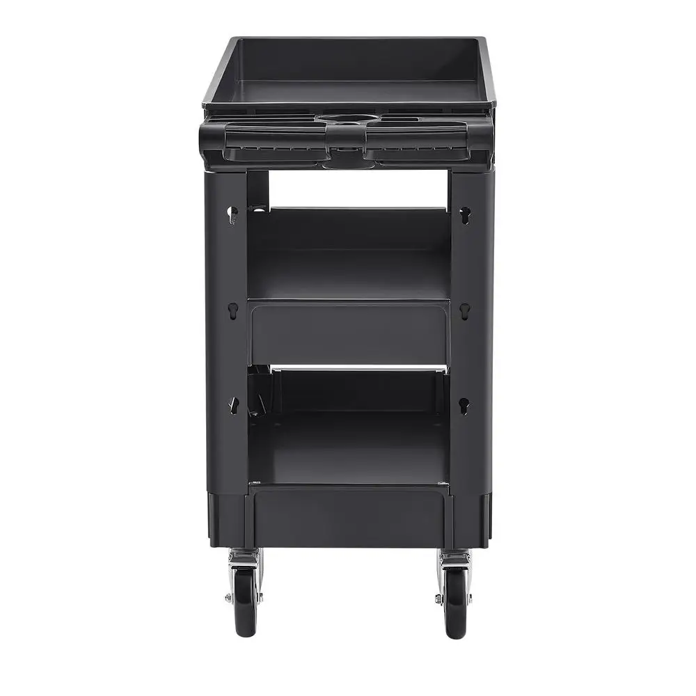 Chariot de service 103x43,5x85,7cm, chariot de nettoyage, capacité de charge 249kg, chariot en polypropylène, chariot polyvalent à 3 compartiments, chariot de cuisine avec roues pivotantes, chariot de niche, chariot d'atelier, chariot de service