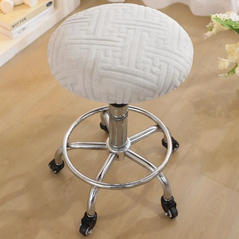 Fleece Round Chair Seat Cover Stretchy Protector For Bar Stool Lifting Chair Slipcover Soft Breathable Furniture Protection