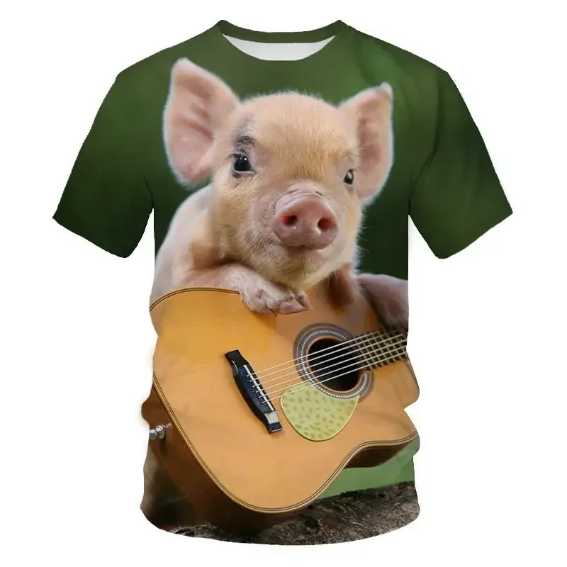 

New Casual Fun Cute Animal Pet Pig 3d Printing T-shirt Summer Unisex Kids Short Sleeve Sports Breathable Lightweight Top