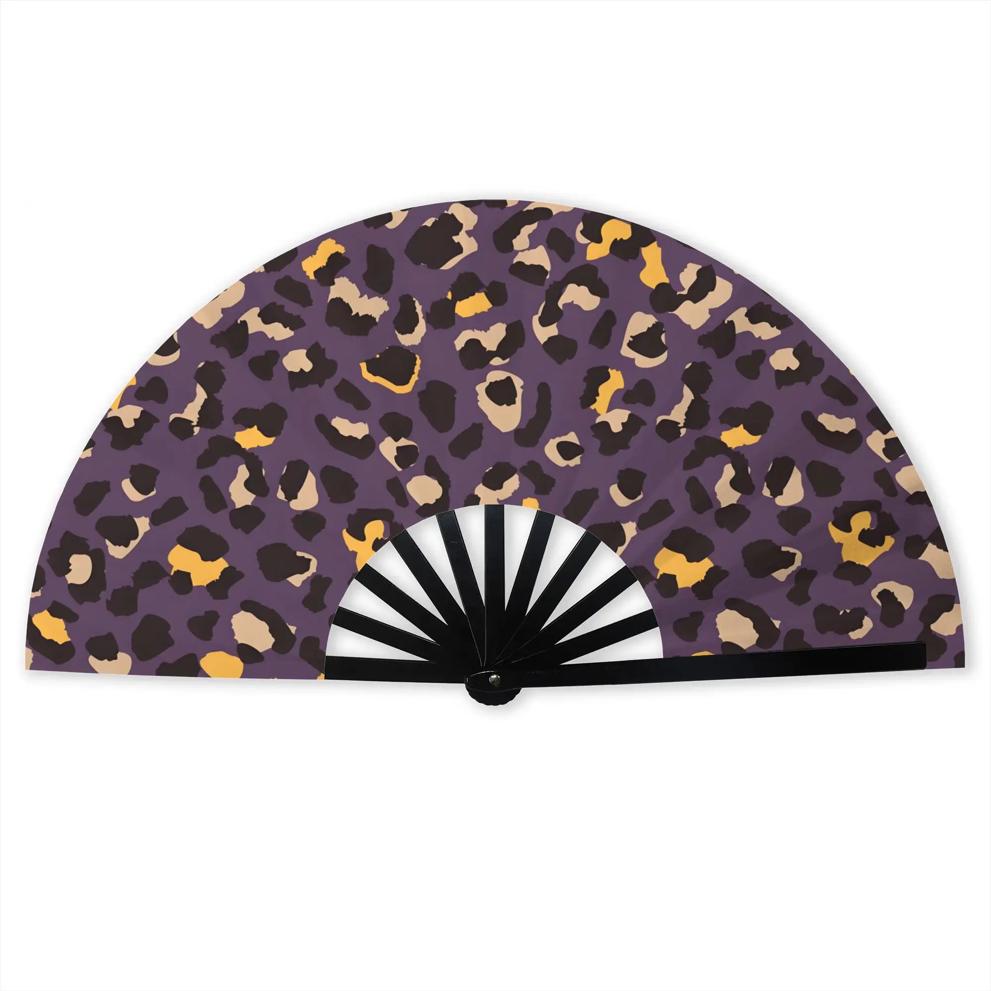 Leopard Vintage  Folding Hand Fan Classic  Polyester Fabric Fan Funny Summer Accessory Decorative Fans