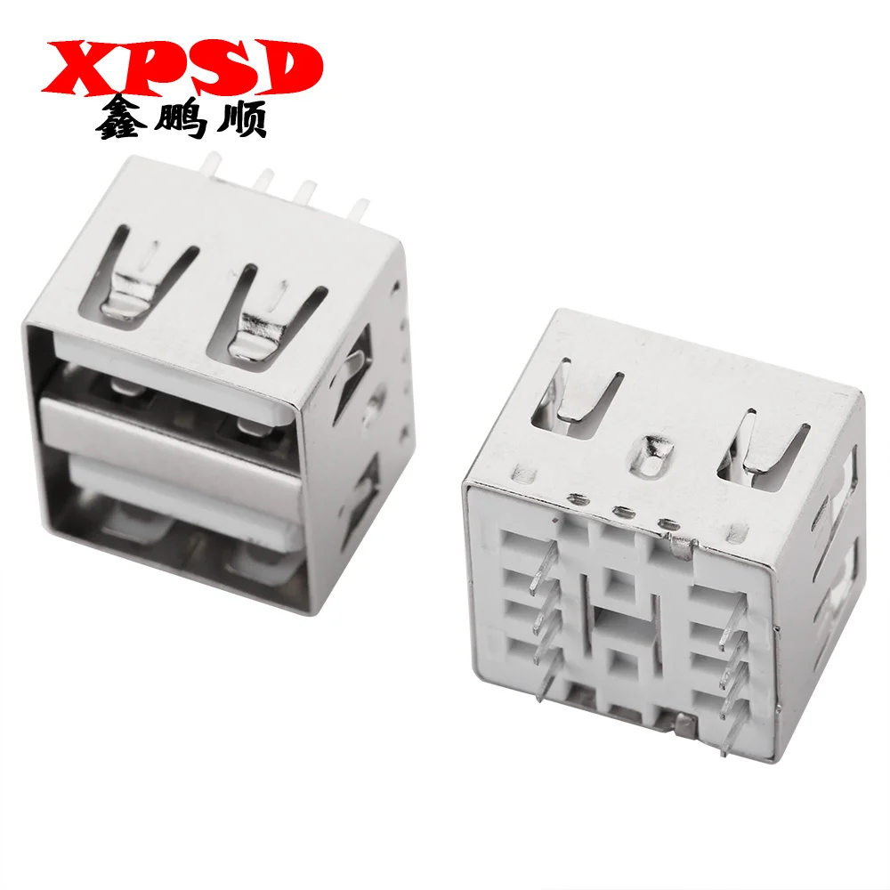 

5PCS Double Layer USB Female 180 Degree AF Female USB Socket Vertical Inline 10.5mm Edgeless 8pin Straight Connector