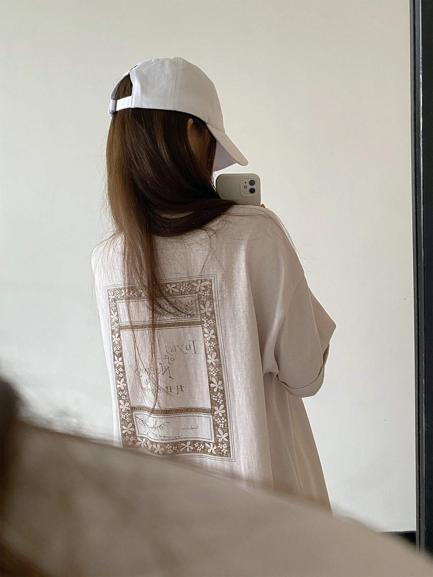 Loose Fit round Neck Short Sleeve T-Shirt Women's Summer Lazy Style Sun Yeo Bean Sandalbox Frame Vintage Colored Loose T-Shirt