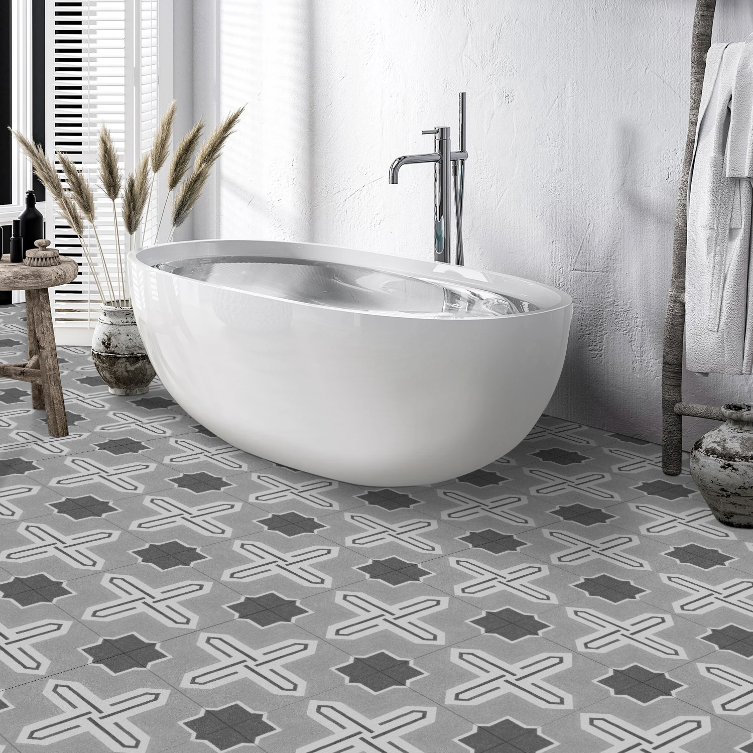 Alwayspon Waterproof Non-slip Floor Tiles Decal for Kitchen Bathroom, Vinyl Flooring Self-adhesive Peel and Stick Sticker