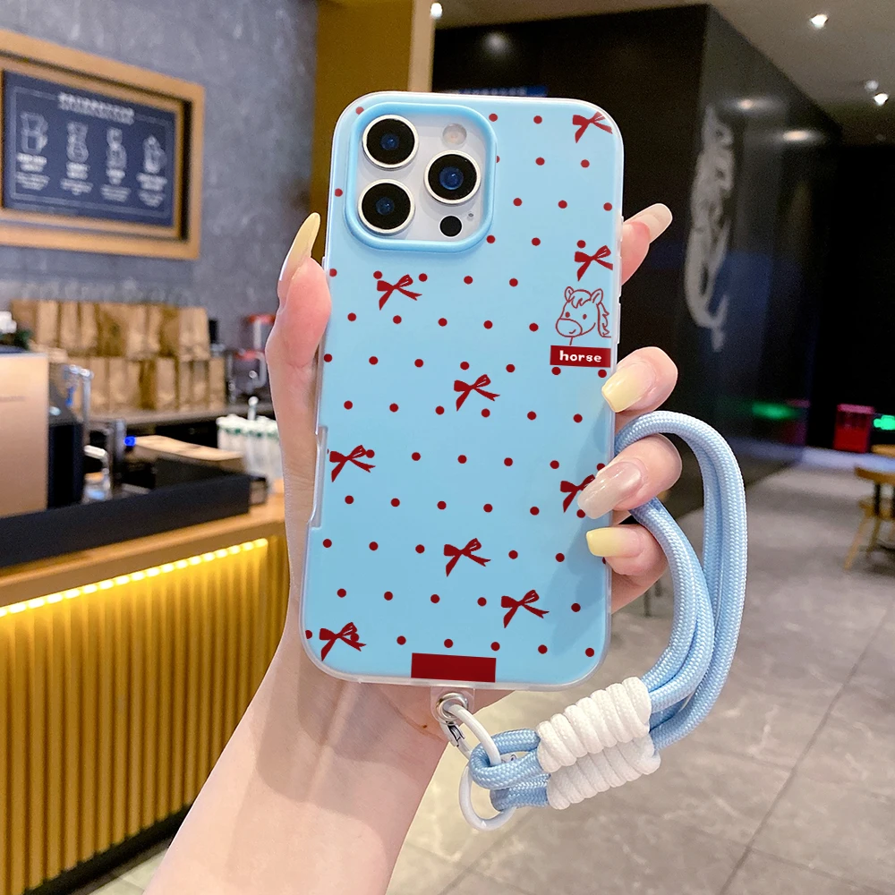 Handschlaufe Bonbonfarben Niedliche Handyhülle für Xiaomi 17 Pro Max 15T Pro 14T Pro Mi 11 Lite 5G Polka Dot Pony mit Lanyard-Hülle – Detail 3