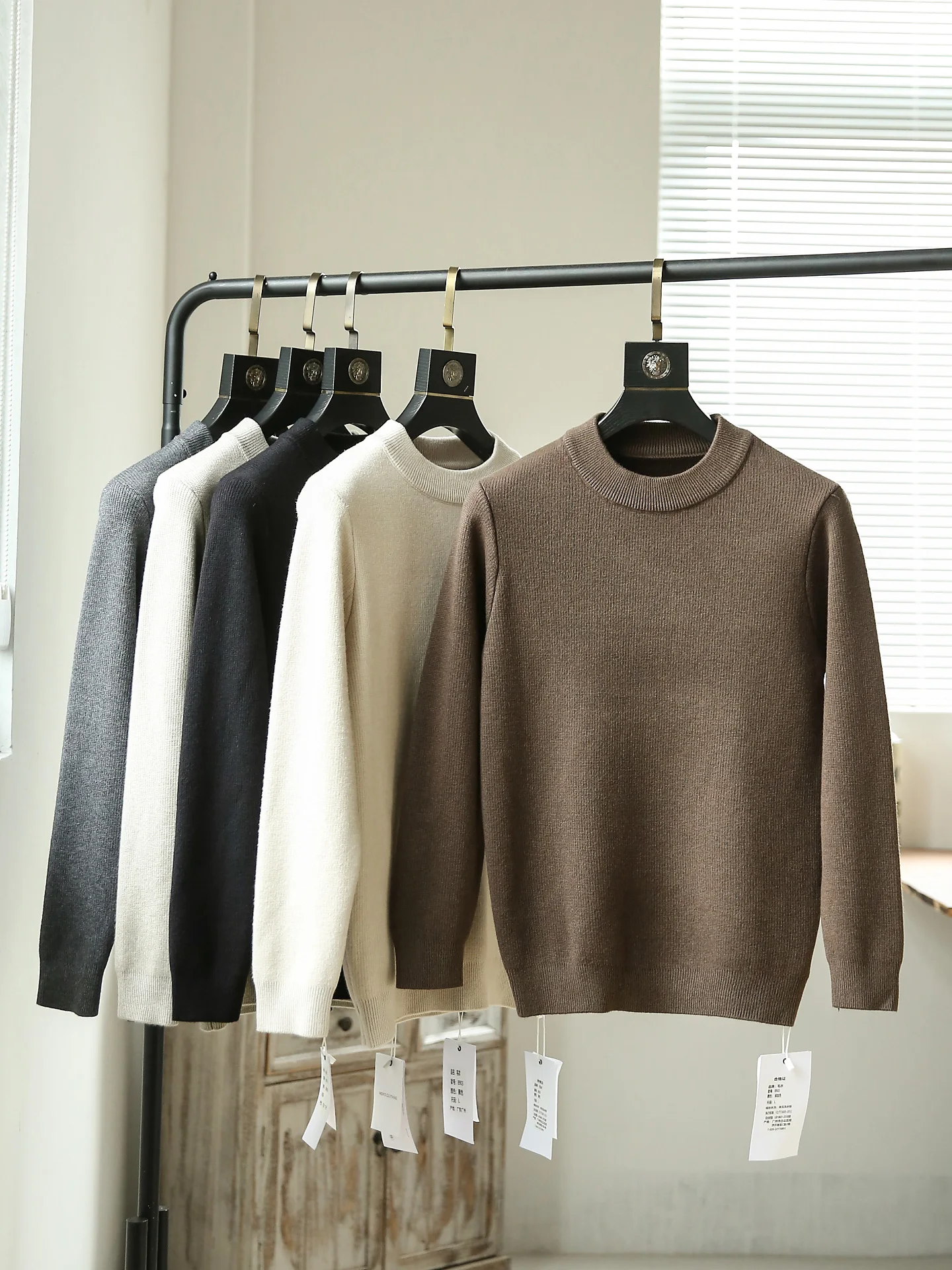 

Thiened One-Piece Fce Men's Faionable round Ne Warm Knitted Sweater Casual All-Match Autumn Winter New Arrival