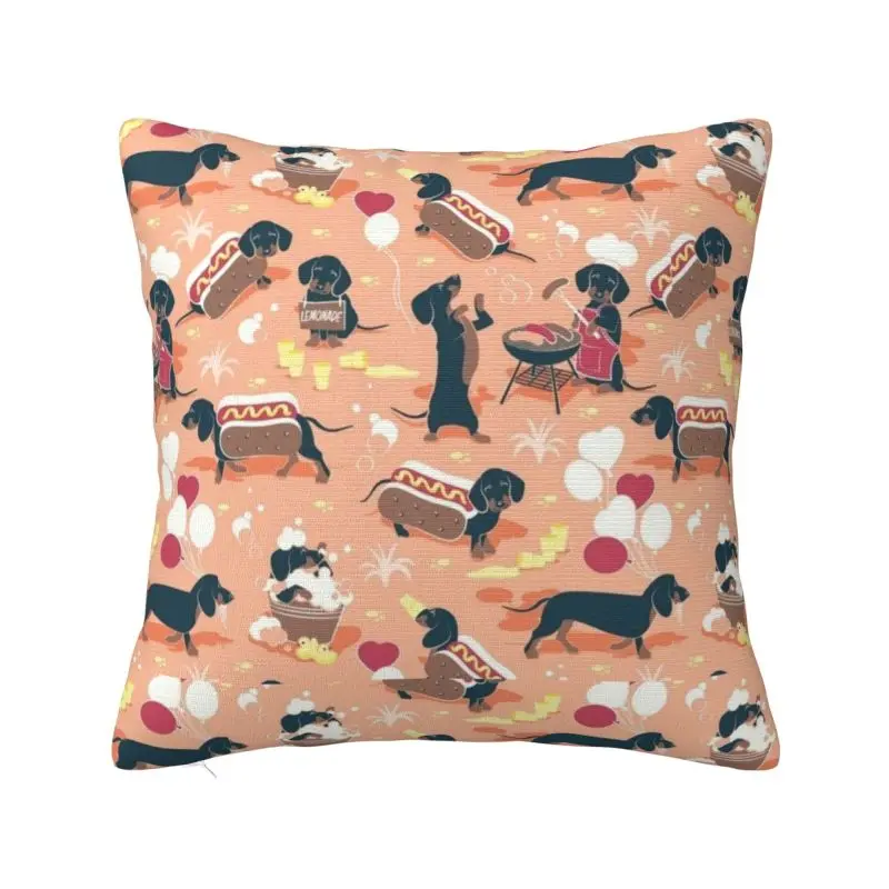 Custom Hot Dog Colorful Dachshund Dog Cushion Cover 3D Printing Square Throw Pillow Case for Living Room Pillowcase Home Decor