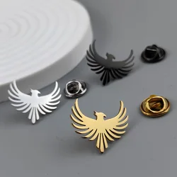 Classic Phoenix Totem Brooch for Men Stainless Steel Animal Faith Amulet Jewelry Groom Shirt Suit Badge Pin Accessories