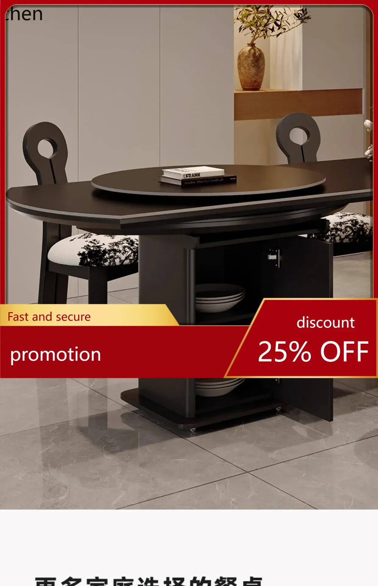 ZMLMultifunctional Extendable Island Dining Table Integrated Convertible Round Table Modern Home Dining Room Center Island Table