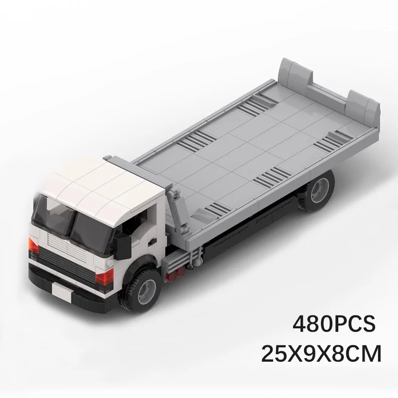 MOC Flat Trailer Road Rescue Car Building Blocks Set Transport Goods Van Sports Vehicle Bricks Toys For Children Birthday Gifts