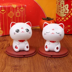 Solar Powered Maneki Neko Lucky Cat Car Interior Decor Cute Swinging Nodding For Home Office Car Desktop Decoration Doll