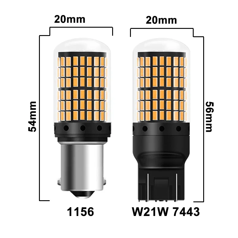 2 Stück 1156 BA15S LED CANBUS 3014 144 SMD 1157 BAY15D P21/5W 7440 T20 7443 Blinker Rückfahrlicht Bremslicht 12V Weiß – Detail 6