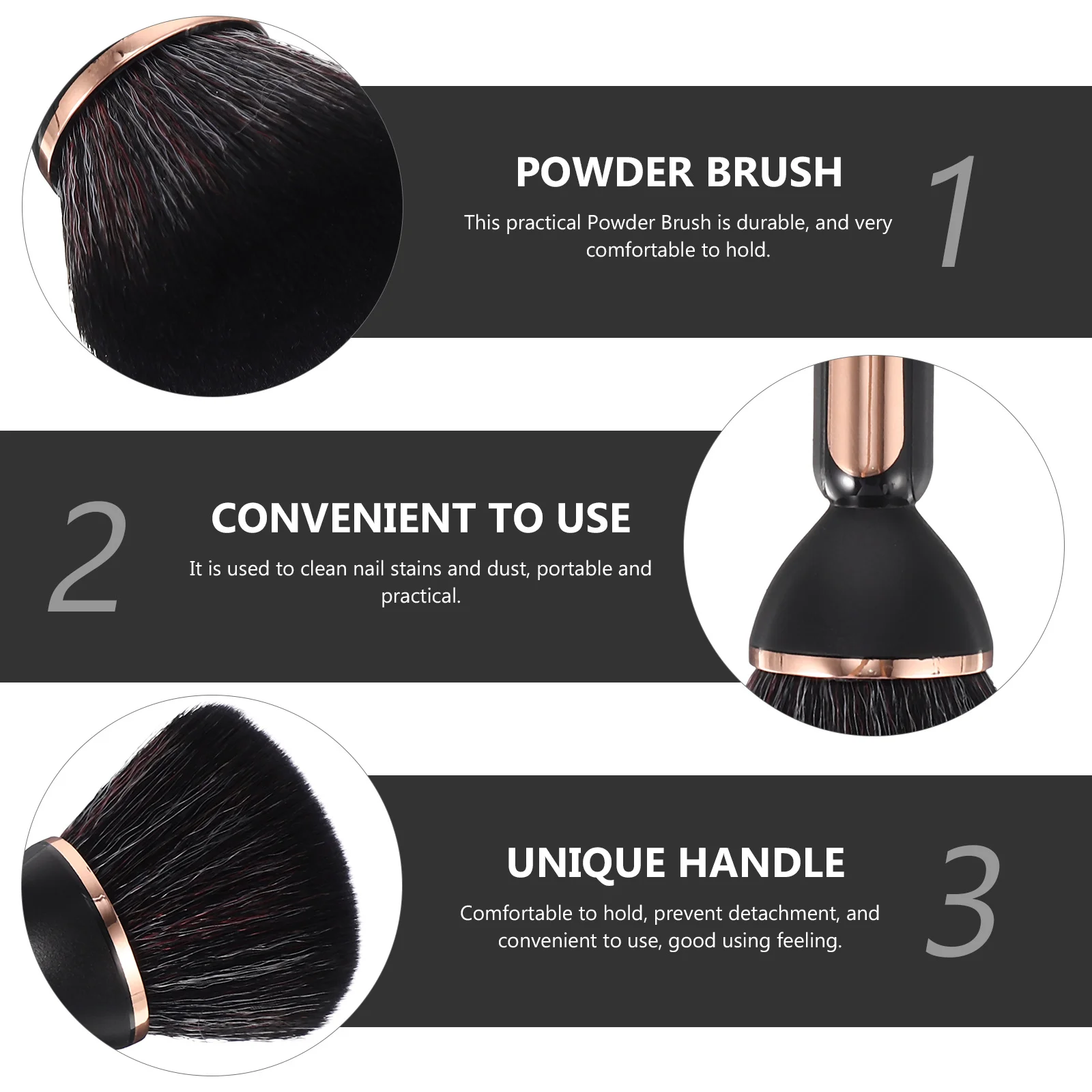 Pennello per cipria in polvere Pennello per trucco Strumento portatile leggero Manico ergonomico multifunzione per fard viso