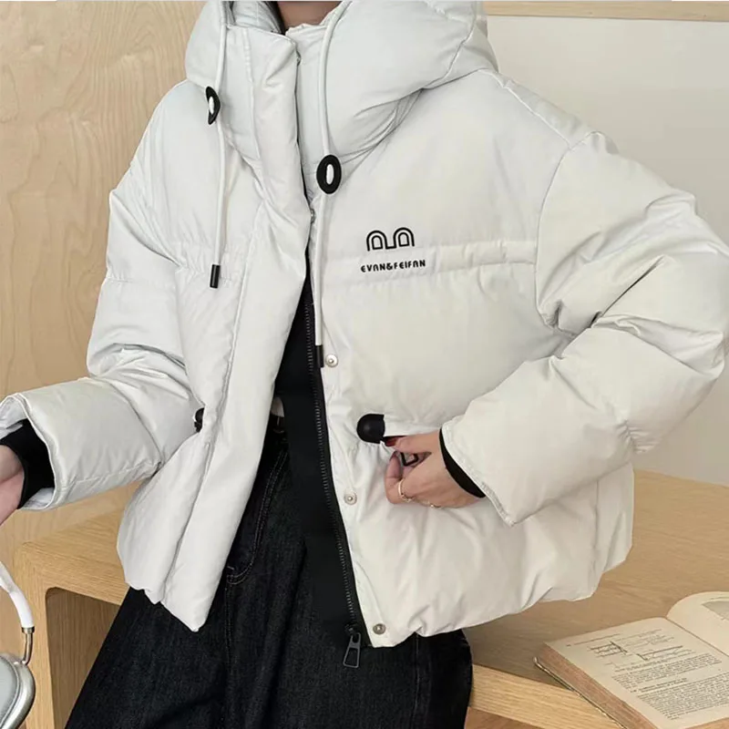 Kurze Warme Mit Kapuze Mantel Verdickt Frauen Unten Jacke 2025, Neue Winter Temperament Casual Hohe Qualität frauen Unten Jacke h643