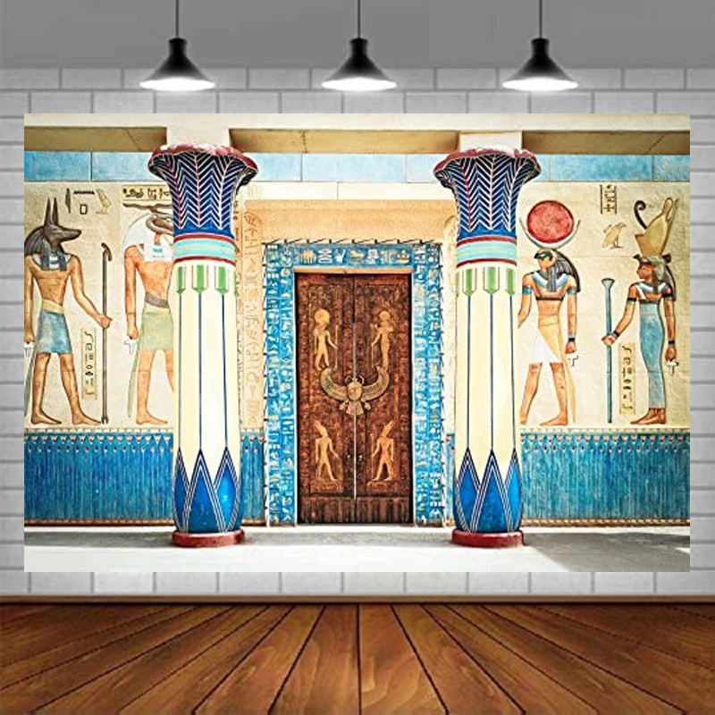 Ancient Egyptian Fresco Photography Backdrop Shrines Mural Religion Totems Stone Wall Painting Background Photo Studio Props