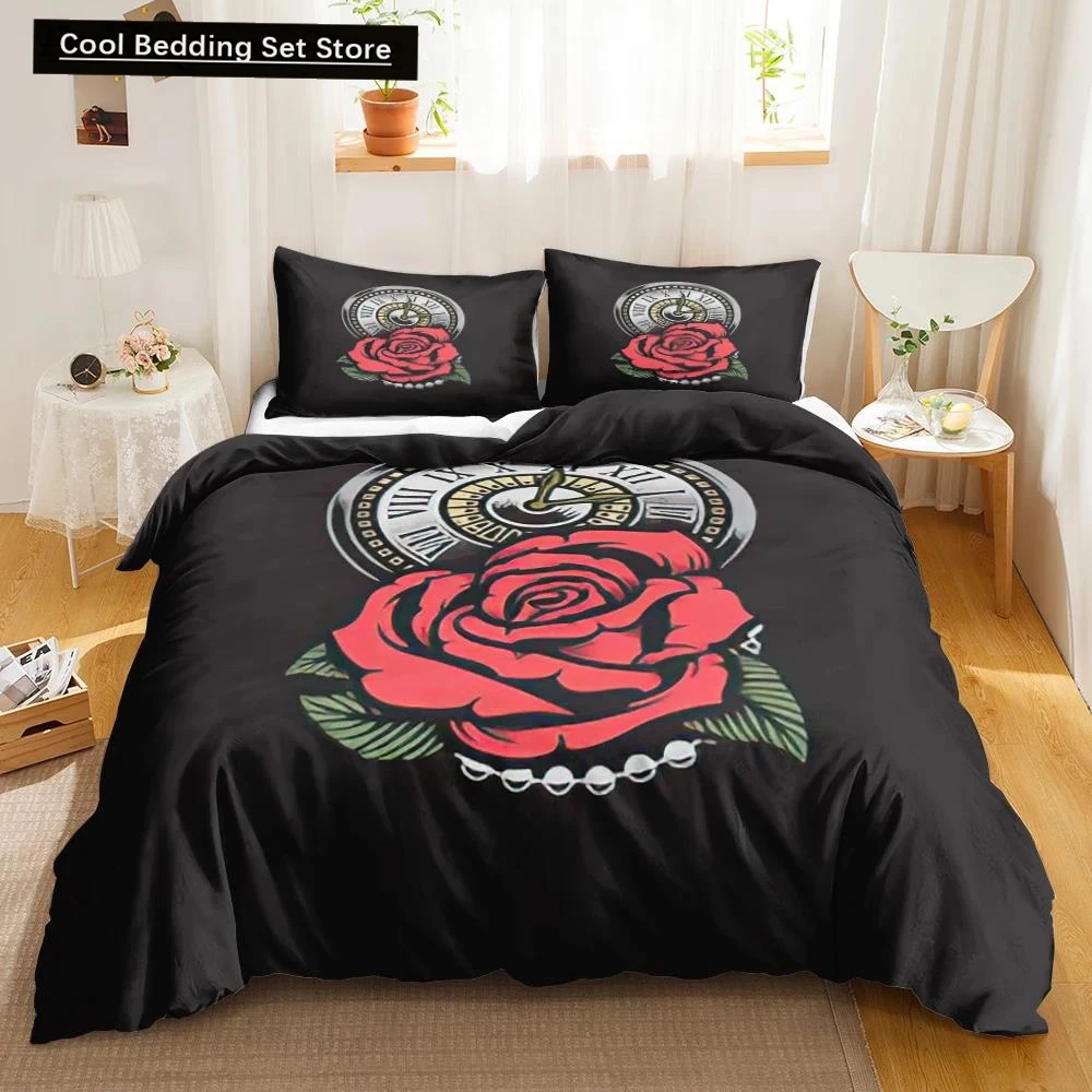 

Red Rose Duvet Cover Set Soft Luxury 3D Rose Flower Twin Bedding Set 2/3Pcs Romantic Polyester Quilt Cover with Zipper Closure