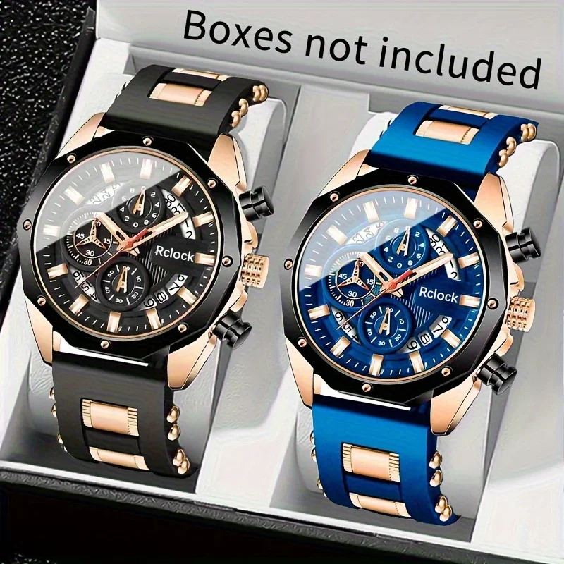 Casual Sports Men Watch Silicone Strap, Calendar Display, Ideal Men's Valentine's Day,