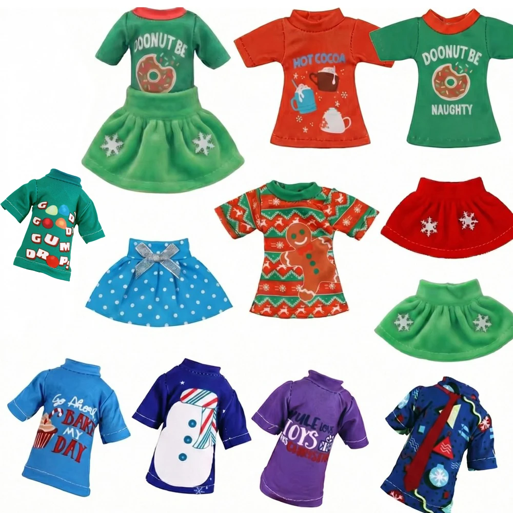 Shirt Skirt Multi Pattern Top For Elf Doll Red Boy On The Shelf For 11.8Inch 30CM Doll Clothes Accessories Gift Girl's Toys
