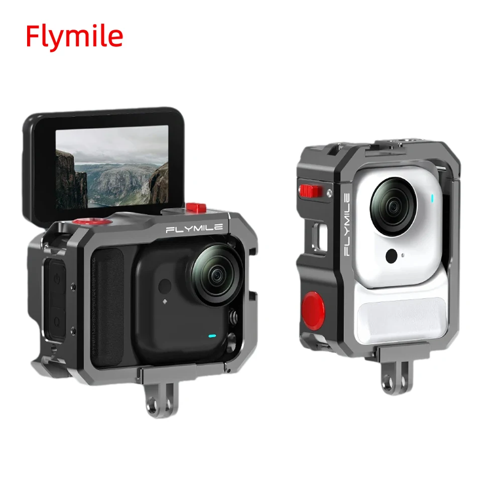 Flymile Cage Metal Protective Case for Insta360 GO Ultra Accessories Frame Cage Cold Shoe Multifunction Expansion Mounts