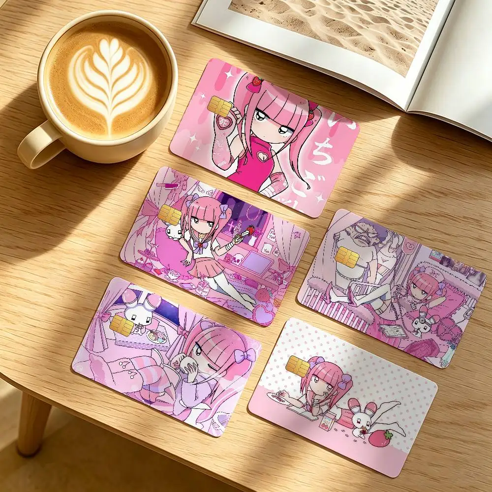 Anime Menhera Chan Credit Card Public Transportation Cards Protective Sticker Waterproof Card Face Decoration 4PCS