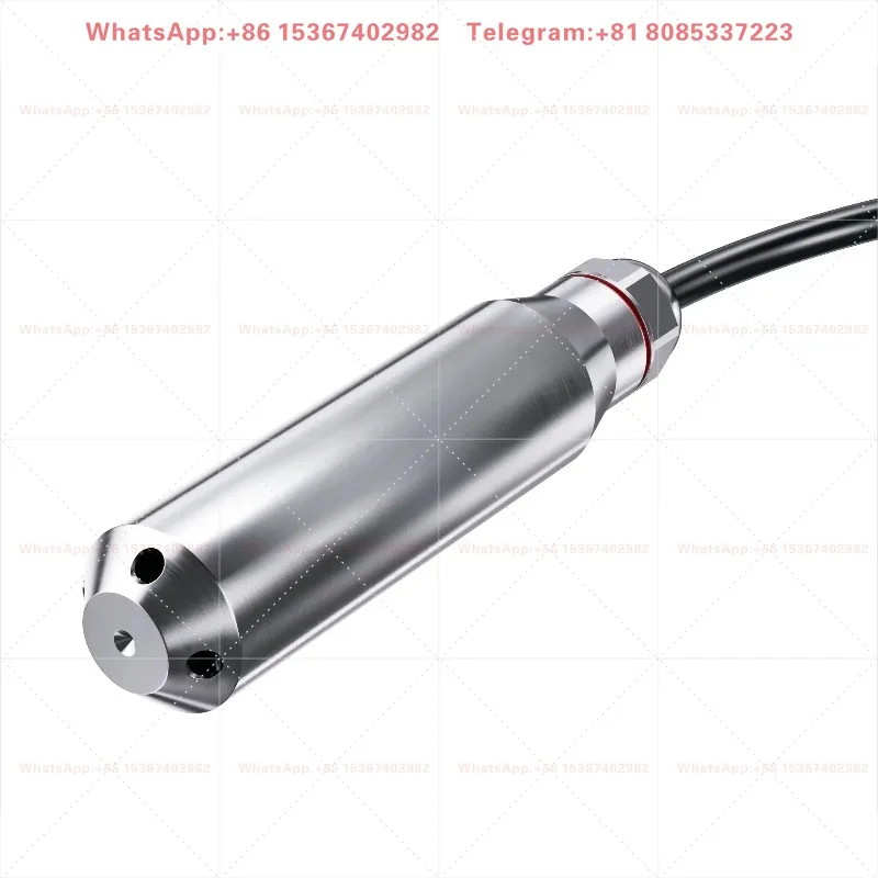 304SS Integrated Temp Water Level Sensor DC24V 4-20mA Submersible Transmitter 0-500m Waterproof Liquid Detection Probe