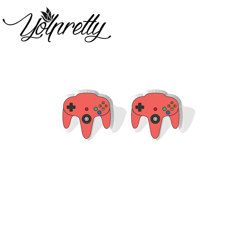 Cartoon Gamepad Acrylic Stud Earrings Resin Epoxy Ear Fashion Jewelry Earrings for Women Girls