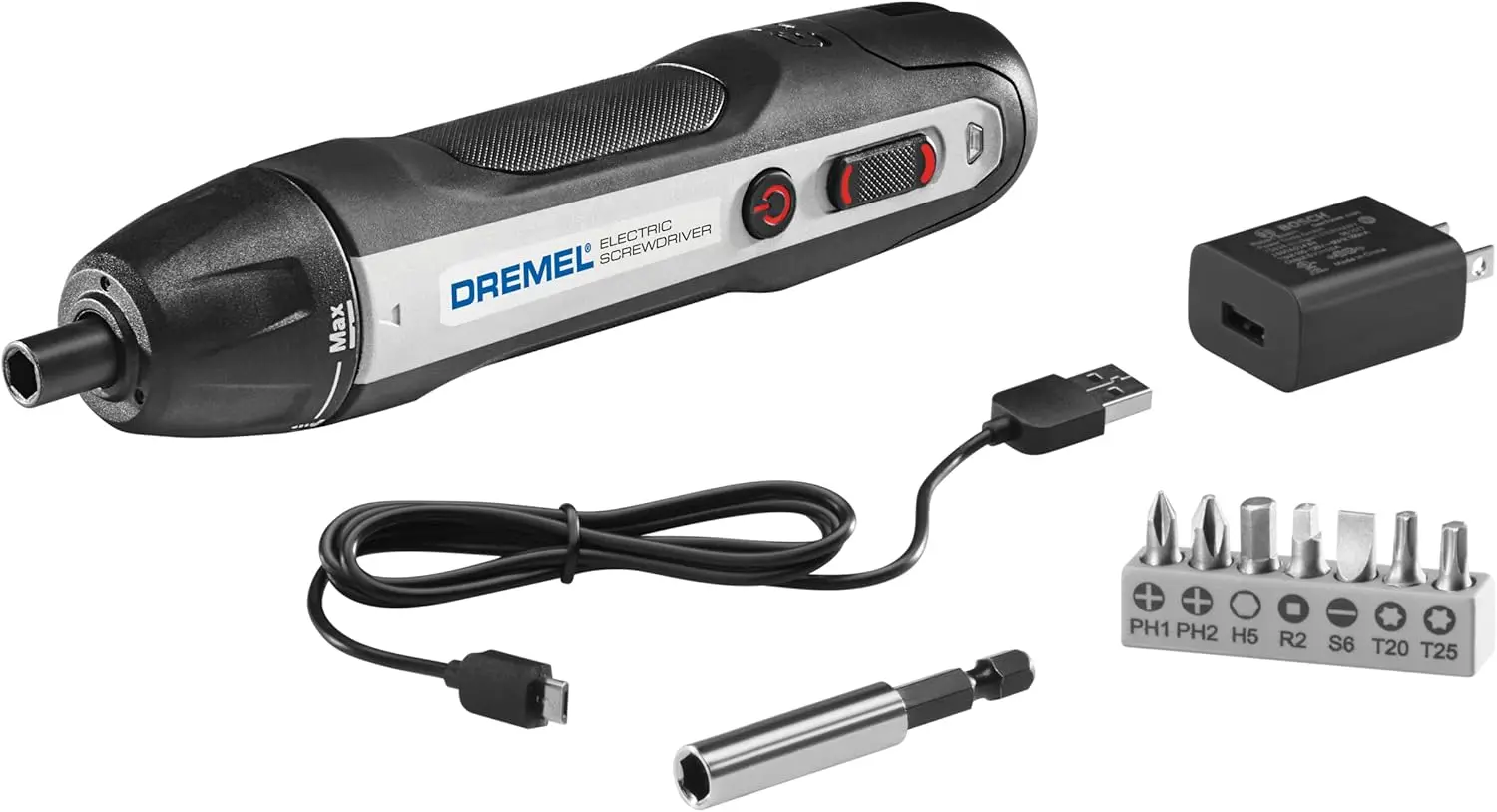 

4V Cordless Screwdriver Kit with 6 Power Settings, Smart Stop Tech, Includes 7 Bits, Extender, USB Cable & Adapter