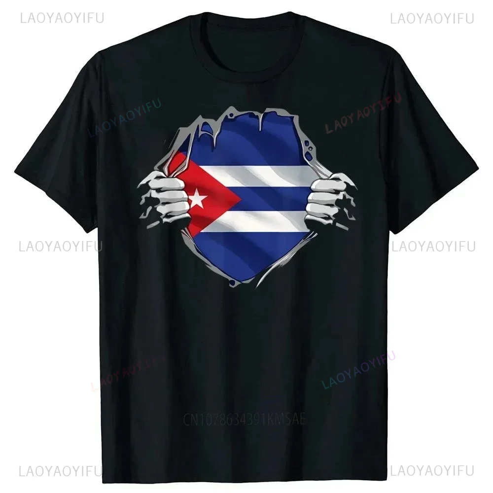 Vintage Cuba Flag Cuban Day Retro Gift Graphic T Shirts Summer Style Cotton Streetwear Short Sleeve Cuba DNA Men Clothing
