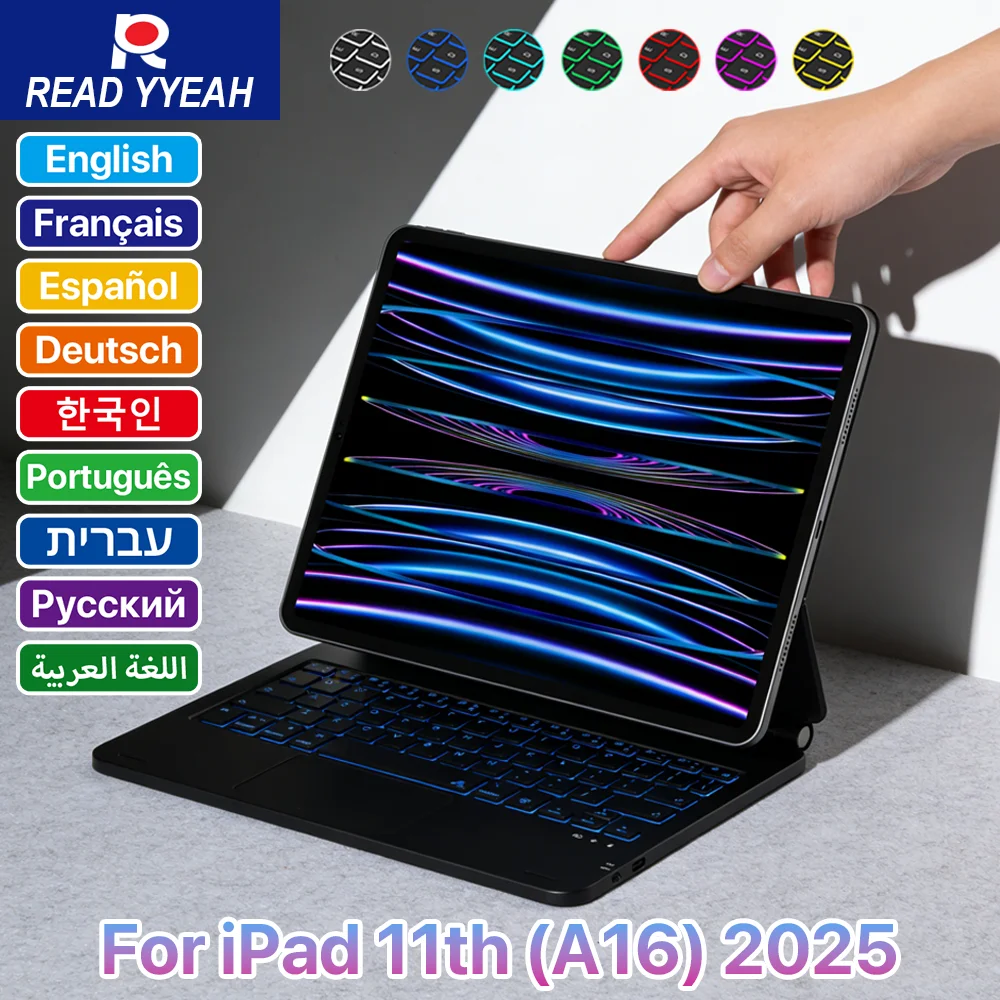 

Магнитный смарт-чехол Magic Keyboard с сенсорной панелью для iPad 10/11-го поколения, совместимый с iPad A16, A3354, A3355, A3356, A2696. Аксессуары для iPad.