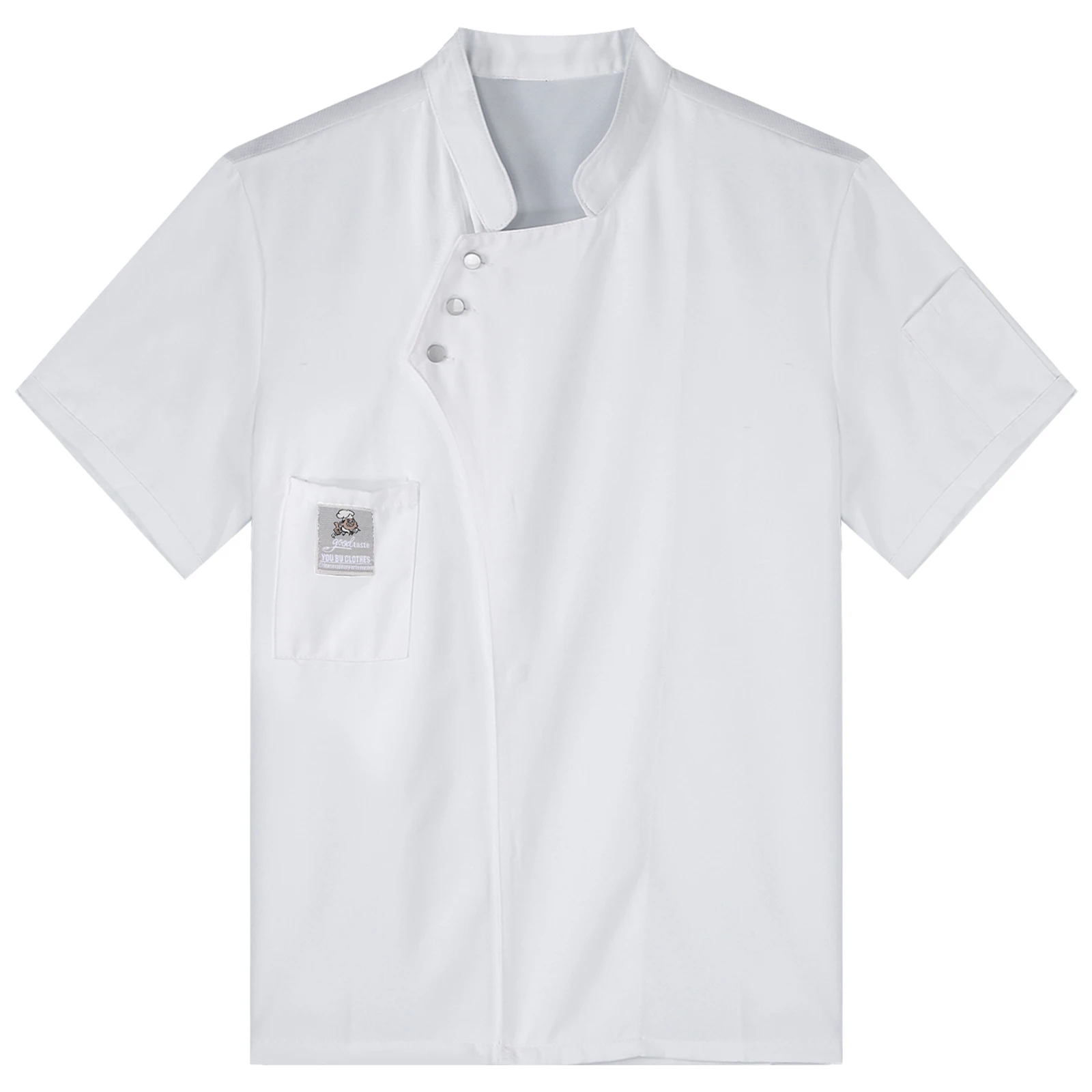 

Men's Women's Wear Resistant Chef Tops Short Sleeve Side Buttons Cooker Jackets for Restaurant Hotel Bakery Kitchen Chef Shirt