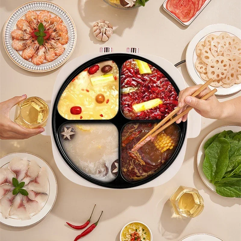 Electric Hot Pot BBQ Four Flavors 6L Large Capacity Home Kitchen Appliance Multi Cooker мультиварку скороварку