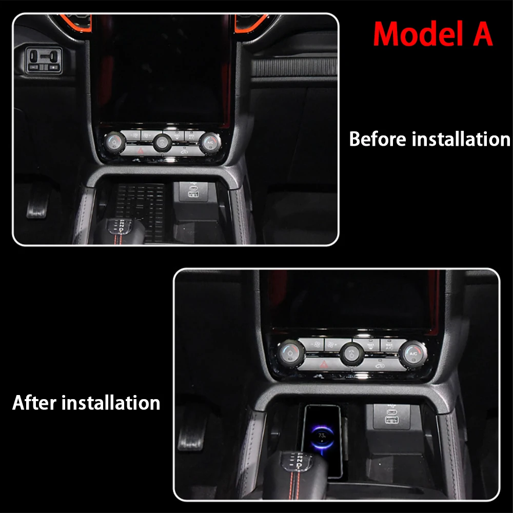 Wireless Mobile Phone Charger Center Console Storage QI 18W iPhone fast charge for Ford Ranger Raptor T6 P703 RA Everest U704 UB