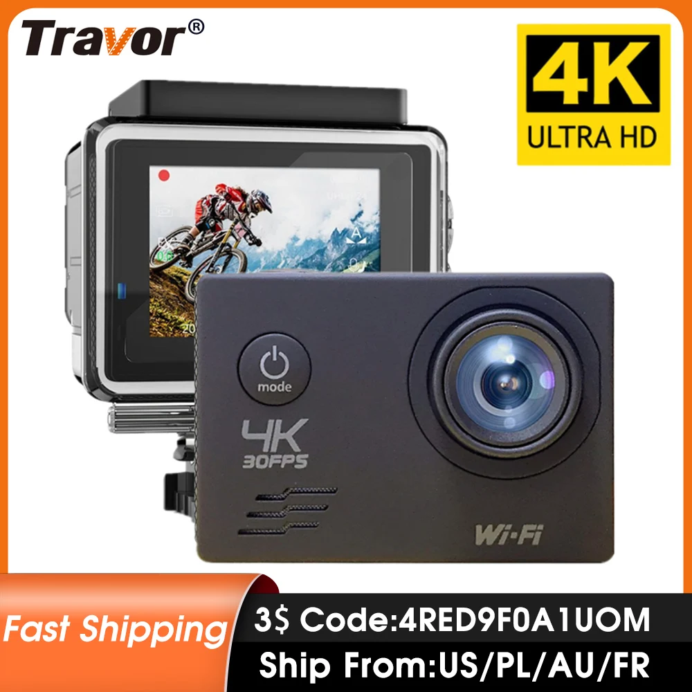 

TRAVOR 4K HD Action Camera 1080P Waterproof WIFI Sports Camera Car Camcorde for Outdoor Sports Cam Video Diving Video Record